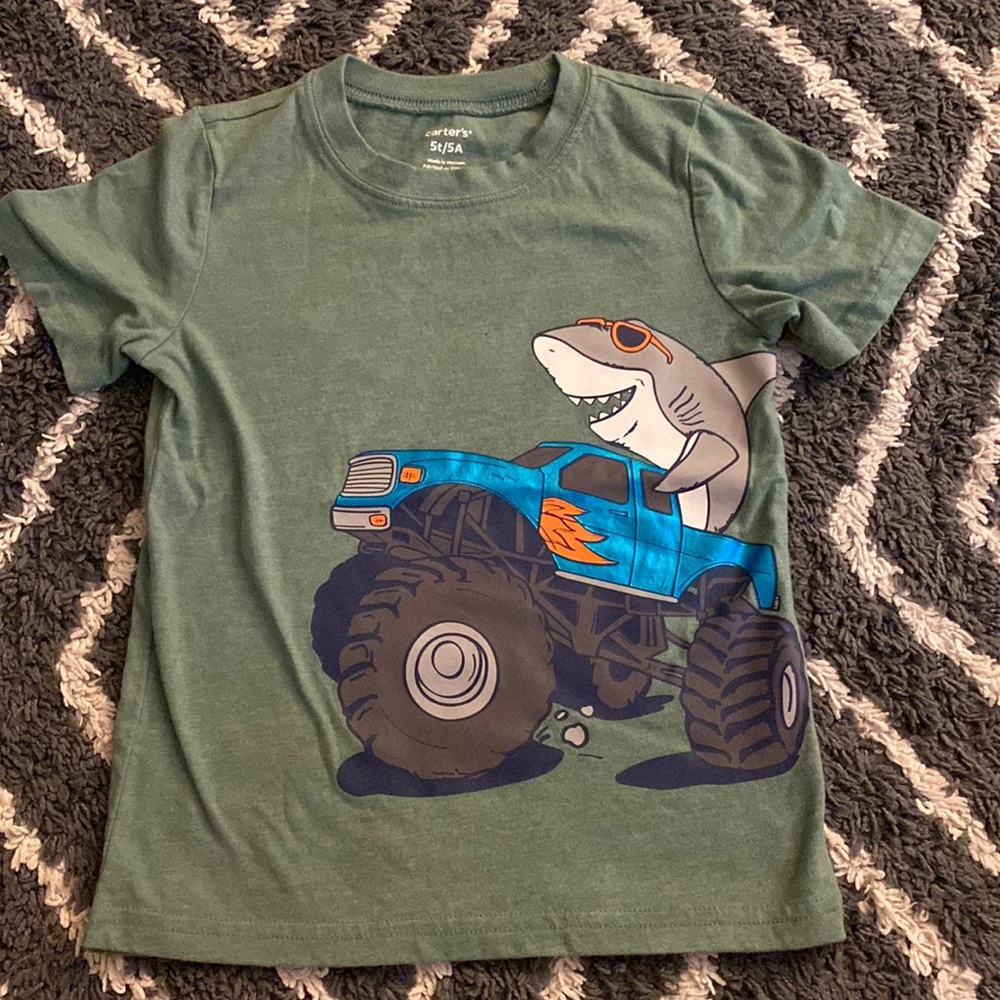 **BOGO 1/2 off**Carter’s shark in monster truck t-shirt 5T